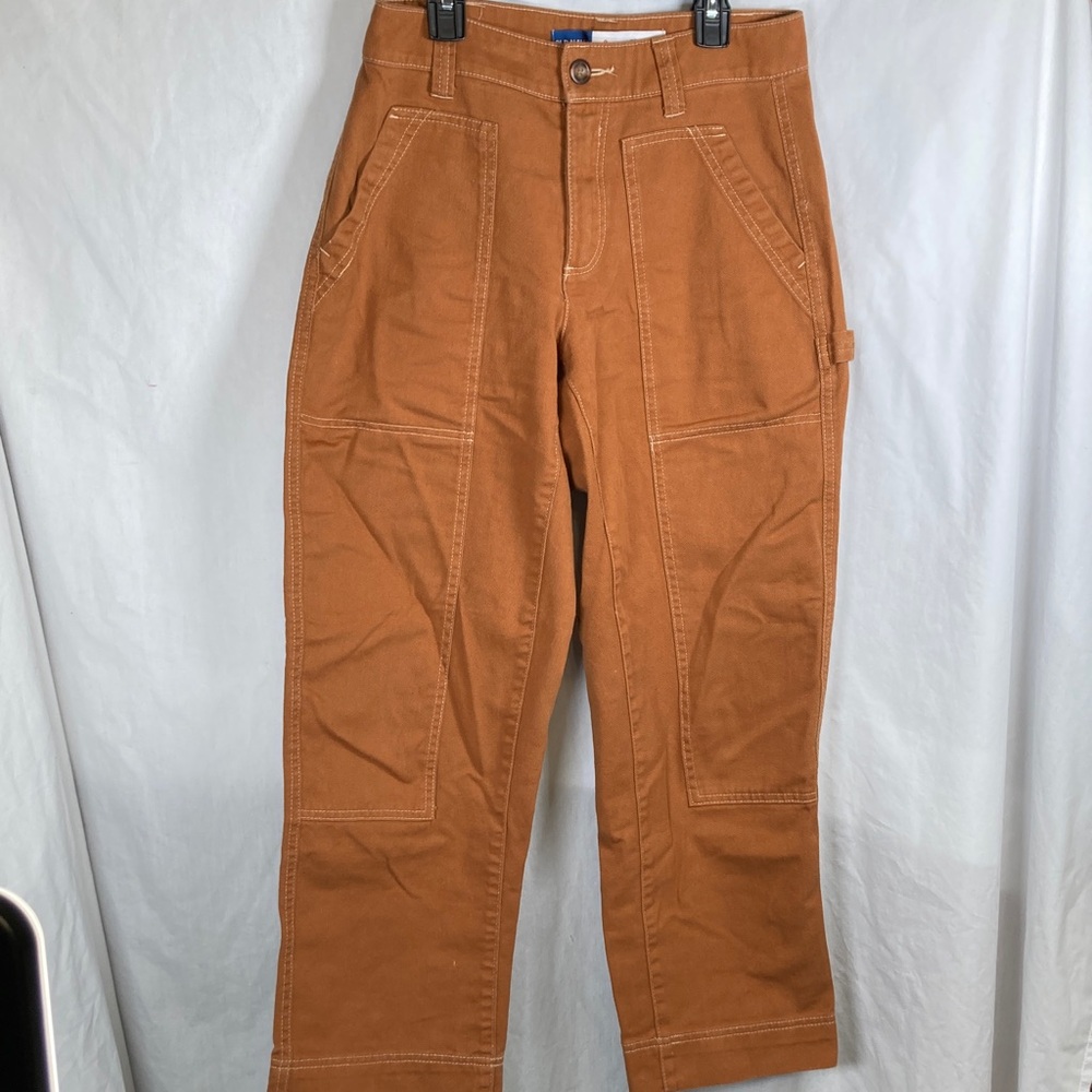 Old Navy Petite High-Waisted Straight Utility Cargo Pants Sly Fox Sz 0 Gorpcore